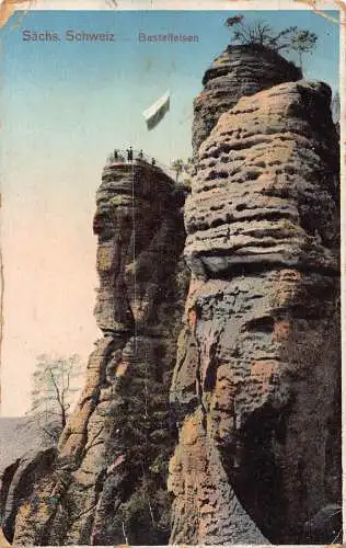 A224 Deutschland Saechs Schweiz Basteifelsen Klippe Balkon Vintage Postkarte