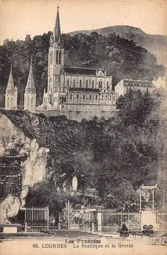 A841 Frankreich Lourdes 1928 Basilique et Grotte Kirche Vintage Postkarte