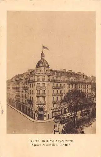 A841 Frankreich Hotel Bohy Lafayette Square Montholon Paris Vintage Postkarte