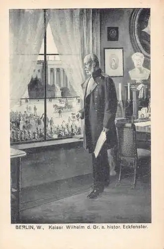 A842 Deutschland Berlin Königtum Kaiser Wilhelm ein historisches Eckfenster Vintage Postkarte