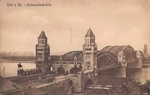 A842 Deutschland Köln a Rh Hohenzollernbrücke Brücke Straßenbahn Vintage Postkarte