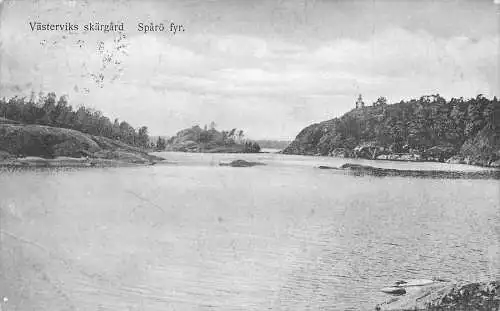A225 Schweden Vaesterviks Skaergard Sparo Fyr See Vintage Postkarte