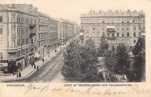 A225 Schweden 1905 Stockholm Tegnerlunden Och Uplandsgatan Straße Postkarte