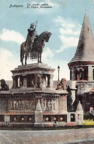 A226 Ungarn Budapest St Stefan Denkmal Vintage Postkarte