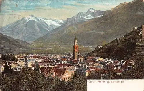 A228 Italien Meran Curort Meran gg Vintschgau Vintage Postkarte
