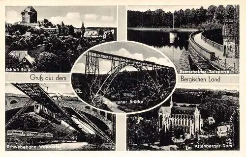 A230 Deutschland Gruss aus Bergischen Land Schwebebahn Mehransicht Postkarte