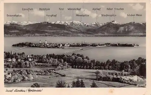 A230 Deutschland Insel Lindau Bodensee Gipfel RPPC Postkarte