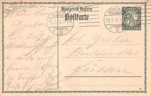 A230 Deutschland, München München 1914 Wappen Ganzsache