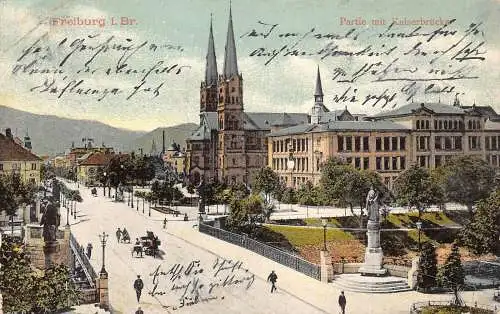 A231 Deutschland 1910 Freiburg i Br Kaiserbrücke Vintage Postkarte