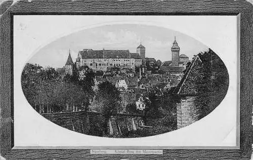 A231 Deutschland 1912 Passepartout Schloss Nürnberg Mauerpartie Vintage Postkarte