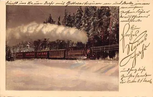 L399 Neujahrsgrüße 1935 Zug Winterlandschaft Vintage Postkarte