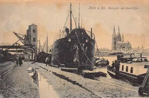 A842 Deutschland Köln a Rh Köln Rheinufer Seeschiff Vintage Postkarte