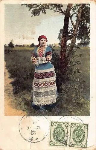 A035 Russland 1906 Bäuerin in Trachtenkleidung Postkarte