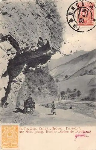 A035 Georgien 1910 Militärstraße Rocher Grace de Dieu Kutsche Felsen Postkarte