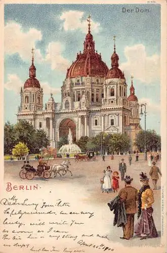 A846 Deutschland 1900 Berlin Der Dom Dom Kutsche Litho Vintage Postkarte