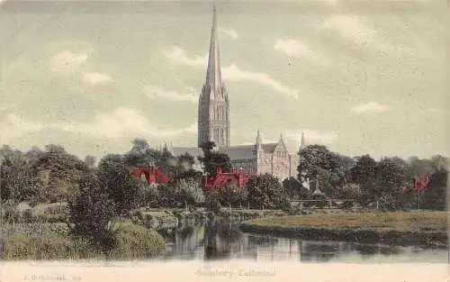 A034 England Salisbury Cathedral Vintage Postkarte