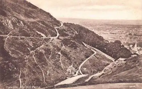A034 England Malvern The Hills Pfade Vintage Postkarte