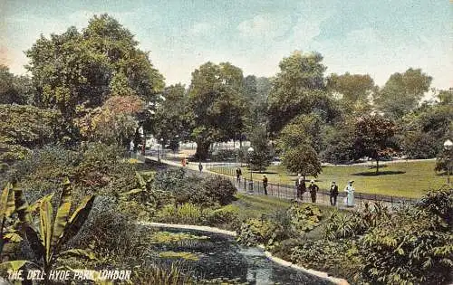 A034 England The Dell Hyde Park London Vintage Postkarte