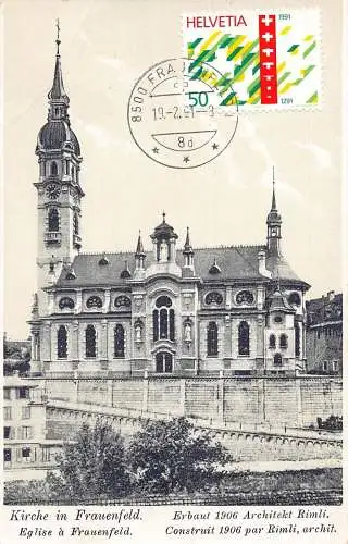 L295 Schweiz Kirche in Frauenfeld erbaut 1906 Vintage Postkarte
