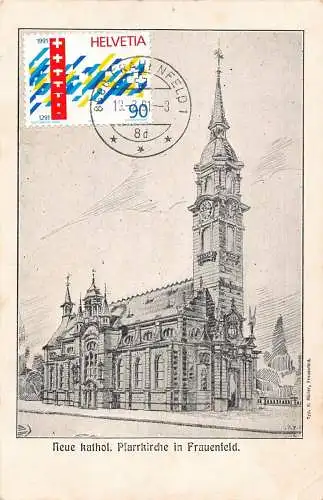 L295 Schweiz Neue Katholische Kirche Frauenfeld Pfarrkirche Vintage Postkarte