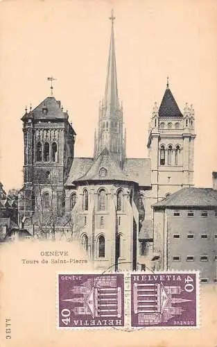 L295 Schweiz Genf Tour de Saint-Pierre Turm Vintage Postkarte