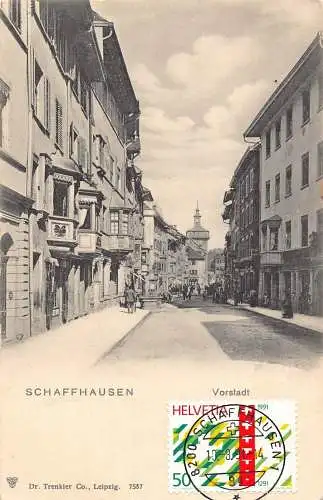 L295 Schweiz Schaffhausen Vorstadt Straße Vintage Postkarte