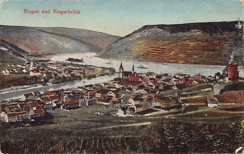 A850 Deutschland Bingen und Bingerbrück Gesamtansicht Vintage Postkarte