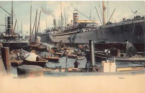 A850 Deutschland Hamburg Hafen Hafen Dampfschiff Vintage Postkarte