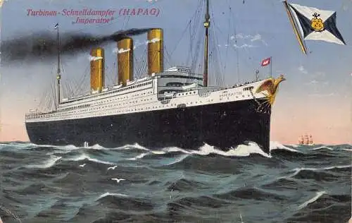 L063 Germany Turbine Express Dampfer HAPAG Imperator Vintage Postkarte