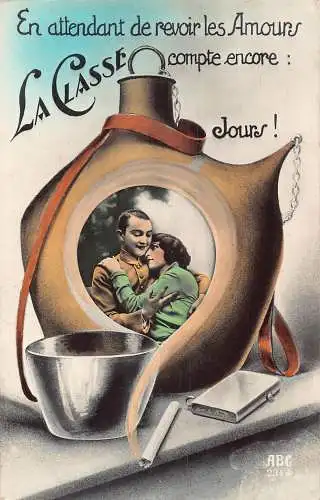 L294 Frankreich Paar Militär Zigarettenanzünder La Classe Vintage Postkarte