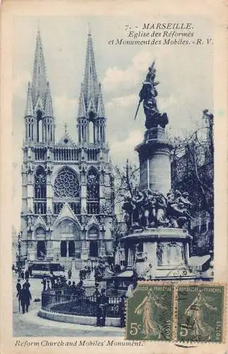 L130 Frankreich 1921 Marseille Eglise des Reformes Monument des Mobiles Postkarte