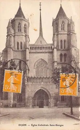 L130 Frankreich 1922 Dijon Kirche Saint Benigne Kathedrale Vintage Postkarte