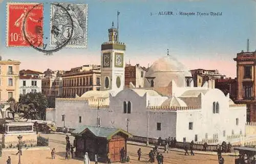 L129 Algerien 1922 Alger Moschee Djema Djedid Vintage Postkarte