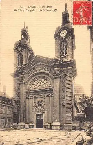 L130 Frankreich 1920er Lyon Hotel Dieu Haupteingang Vintage Postkarte