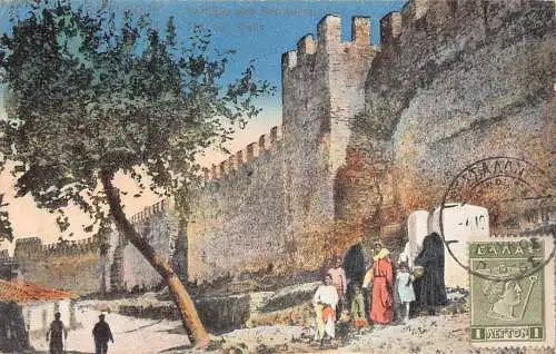 L128 Griechenland Thessaloniki Reste der Stadtmauer Festungsmauern Vintage Postkarte