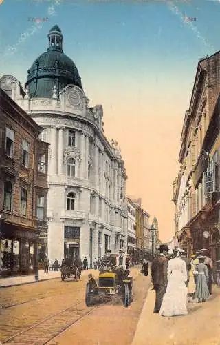A853 Kroatien Zagreb Uica Straßenbahn Corso Havanna Geschäft Oldtimer Postkarte