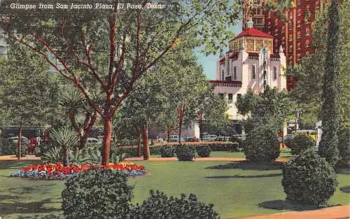 A849 US Blick vom San Jacinto Plaza El Paso Texas Vintage Postkarte