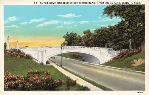 A848 US Brücke über Bonaparte Road River Rouge Park Detroit Michigan Postkarte