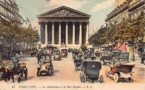 A850 Frankreich 1915 Paris Madeleine et Rue Royale Straßenwagen Oldtimer Postkarte