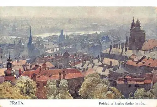 A850 Tschechien Prag Praha Gesamtansicht prohled z kralovskeho hradu Kunst Postkarte