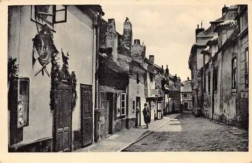 A849 Tschechien Prag Hradschin Goldene Gasse Vintage Postkarte