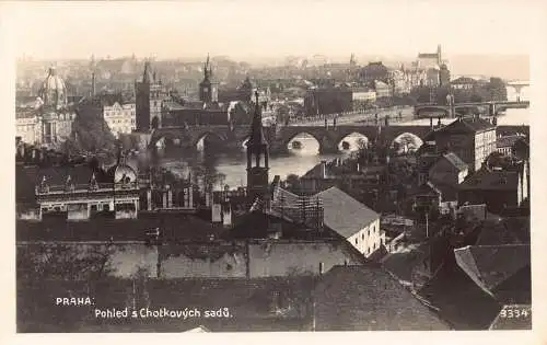 A849 Tschechien Prag Praha Gesamtansicht und Karolbrücke RPPC Vintage Postkarte