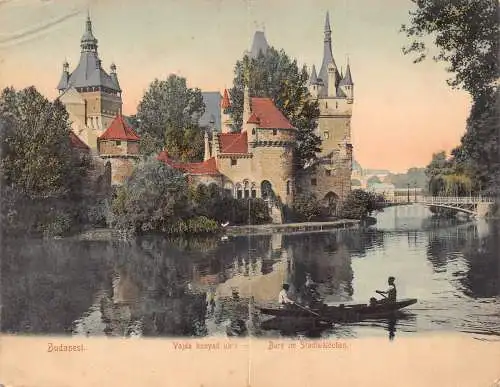 A853 Ungarn Budapest Vajda Hunyad Var Burg Schiffer Panorama Postkarte