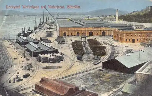 A851 Gibraltar Werft Werkstätten und Industrie am Wasser Vintage Postkarte