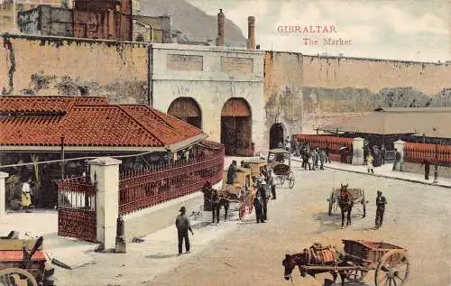 A851 Gibraltar Die Marktkutsche Vintage Postkarte