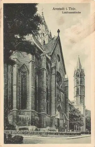L051 Deutschland Arnstadt i Thür. Liebfrauenkirche Kirche Vintage Postkarte