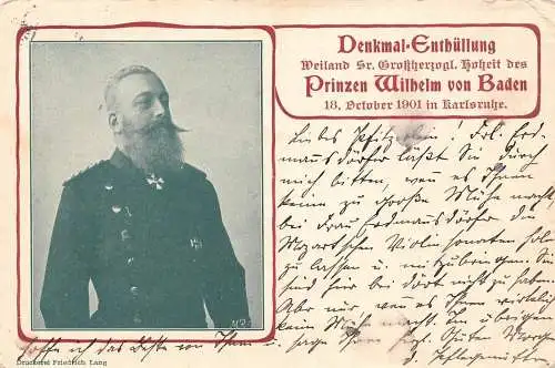 L062 Deutschland 1902 Königtum Prinz Wilhelm von Baden alte Postkarte