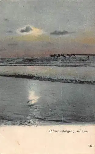 L051 Deutschland 1911 Heringsdorf Sonnenuntergang auf See Vintage Postkarte