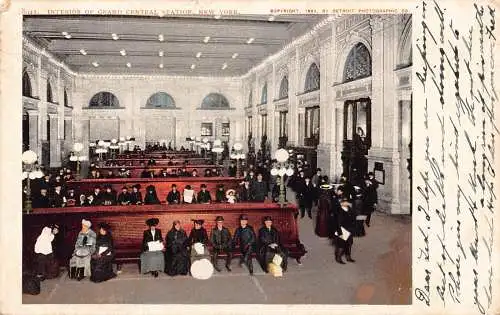 A849 US New York City Interieur of Grand Central Station 1909 Vintage Postkarte
