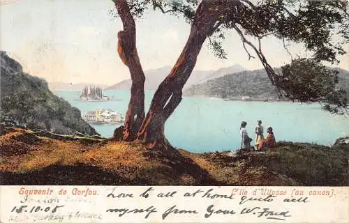A849 Griechenland 1905 Souvenir de Corfou Korfu L'ile d'Ullysse Insel Postkarte